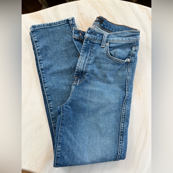7 For All Mankind Blue Straight Leg Jeans Womens - Picture 9 of 12